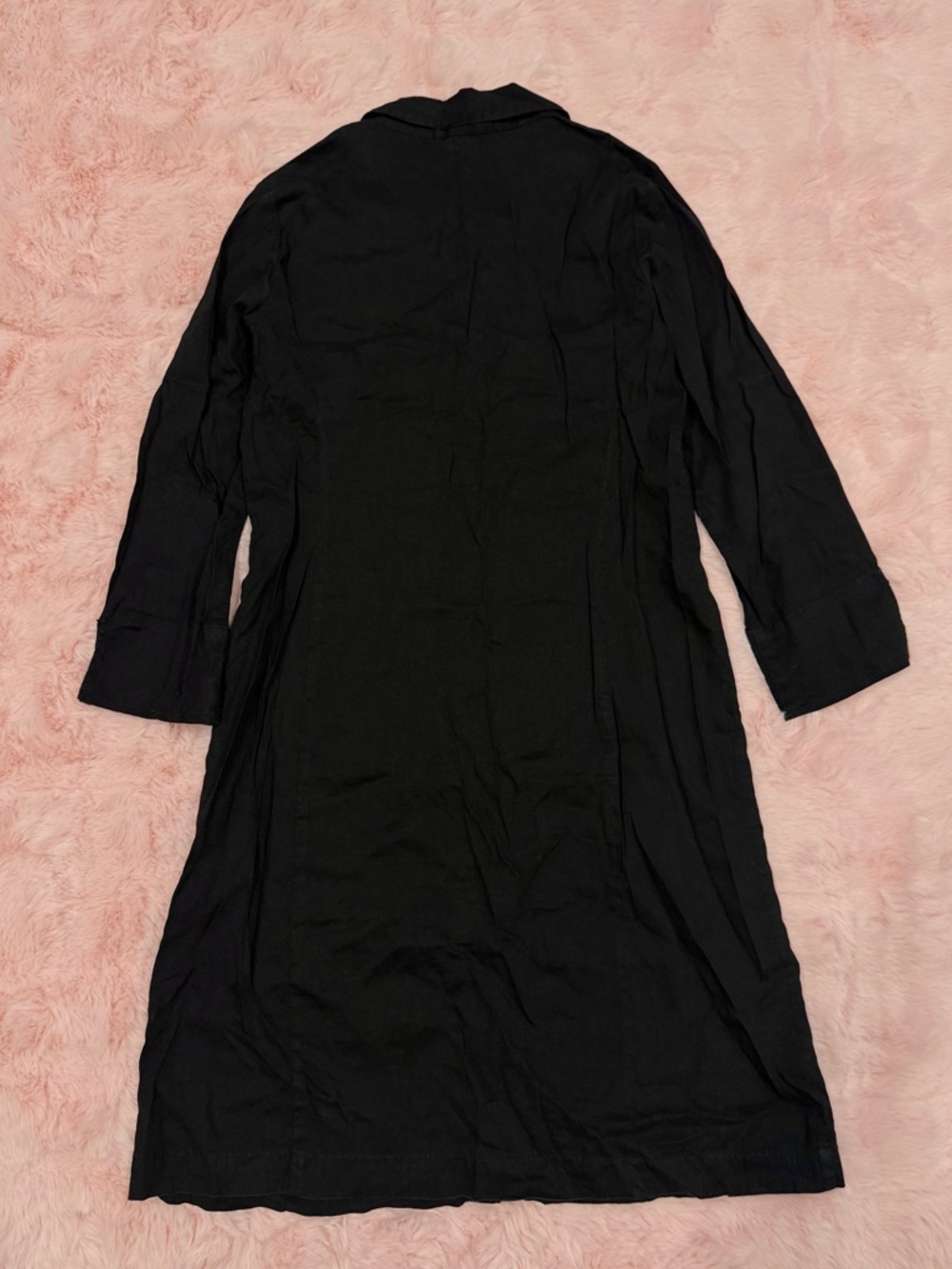 Eileen Fisher Long Sleeve Black Button-Up Shirt Dress - Picture 4 of 7